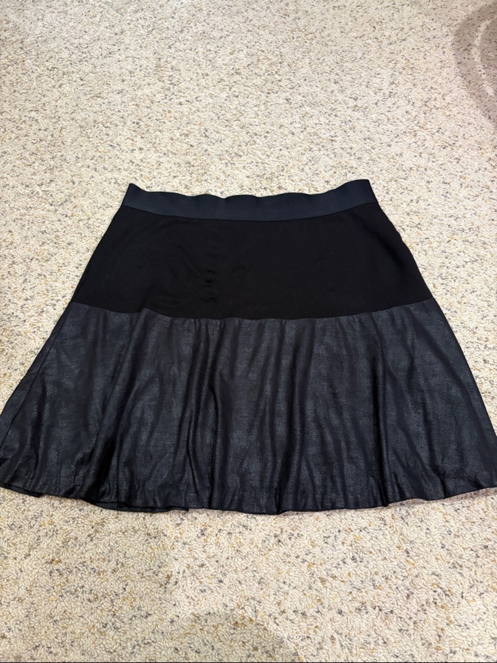 CAbi Black A-Line Mixed-Material Skirt